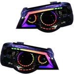 چراغ جلو اسپرت پراید 111 طرح F500 فول کالر (بلوتوثی) داخل مشکی بدون موتور دو عددی