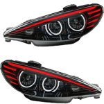 چراغ جلو اسپرت پژو 206 مدل باکستر سفید قرمز داخل مشکی بدون موتور دو عددی