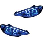 چراغ جلو اسپرت پژو 206 مدل باکستر مولتی کالر (ریموت دار) داخل فابریک بدون موتور دو عددی