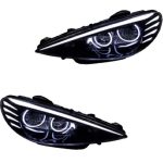 چراغ جلو اسپرت پژو 206 مدل باکستر سفید داخل مشکی بدون موتور دو عددی