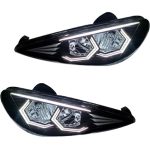 چراغ جلو اسپرت پژو 206 مدل هگزا سفید بدون موتور دو عددی