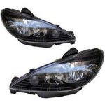 چراغ جلو اسپرت پژو 206 مدل دودی بدون موتور دو عددی