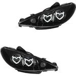 چراغ جلو اسپرت پژو 206 مدل HEART سفید داخل مشکی بدون موتور دو عددی