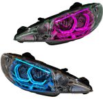 چراغ جلو اسپرت پژو 206 مدل 3D-HEXA مولتی کالر (ریموت دار) داخل فابریک بدون موتور دو عددی