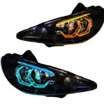 چراغ جلو اسپرت پژو 206 مدل 3D-HEXA مولتی کالر (ریموت دار) داخل مشکی بدون موتور دو عددی