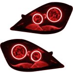 چراغ جلو اسپرت تیبا مدل حلقه نئون قرمز داخل مشکی بدون موتور دو عددی