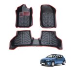 کفپوش وارداتی سه بعدی خودرو 206 چرم کره ای رنگ مشکی دور دوخت زرشکی درجه یک