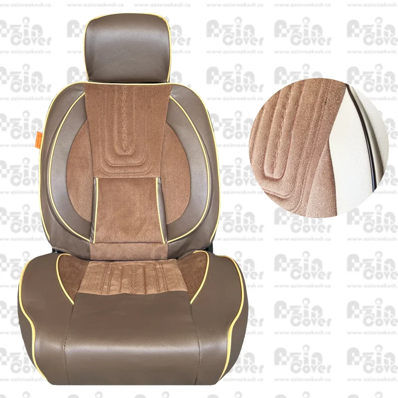 روکش صندلی طرح کامارو پژو 405 ( سه کوهان ) چرم و مخمل آذین روکش - Image 1