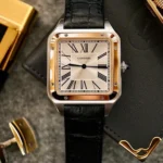 ساعت مچی کارتیه سانتوس دومونت | Cartier Santos-Dumont | نقره‌ای-طلایی-مشکی صفحه سفید مستر کوالیتی