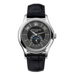 ساعت مچی پتک فیلیپ تقویم سالانه فاز ماه | Patek Philippe Annual Calendar Moon Phases | نقره ای صفحه مشکی رپلیکا ایتالیا