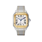 ساعت مچی کارتیه سانتوس | Cartier Santos | نقره ای طلایی صفحه سفید کوارتز