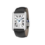 ساعت مچی کارتیه تانک | Cartier Tank | نقره‌ای-مشکی صفحه سفید رپلیکا ایتالیا