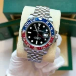 ساعت مچی رولکس جی‌ام‌تی مستر ۲ | Rolex GMT-Master II | نقره ای -پپسی صفحه مشکی رپلیکا ایتالیا
