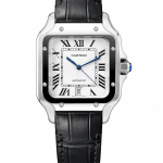 ساعت مچی کارتیه سانتوس | Cartier Santos | نقره ای-مشکی صفحه سفید کوارتز