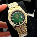 ساعت مچی رولکس دی‌دیت | Rolex Day-Date | طلایی صفحه سبز هایلایت مشکی های کپی