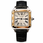 ساعت مچی کارتیه سانتوس دومونت | Cartier Santos-Dumont | نقره‌ای-طلایی-مشکی صفحه سفید کوارتز