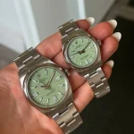 ساعت مچی رولکس اویستر پرپچوال | Rolex Oyster Perpetual | نقره ای صفحه پسته ای های کپی