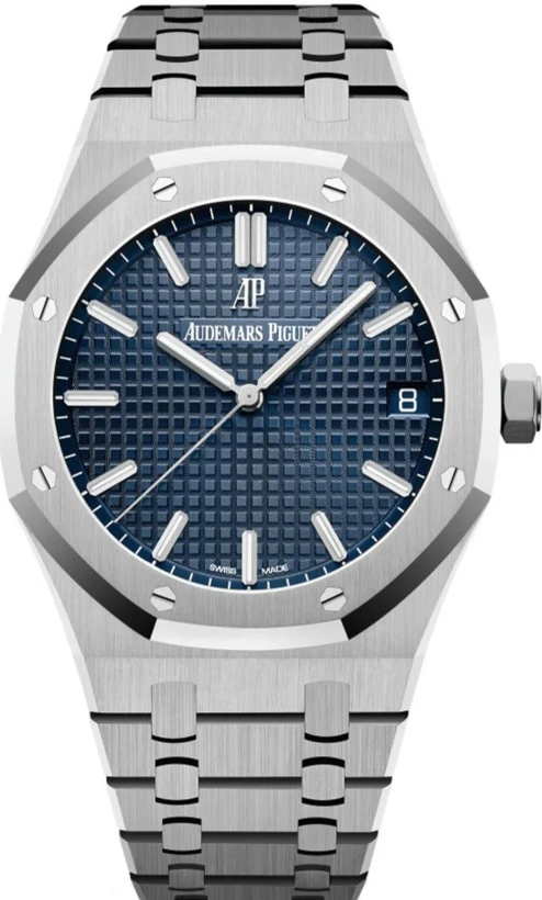 dc2ba07e-38eb-4bc1-95a5-99caf5e5fd76.webp ساعت مچی اودمار پیگه رویال اوک | Audemars Piguet Royal Oak | نقرهای صفحه آبی رپلیکا ایتالیا - Image 1