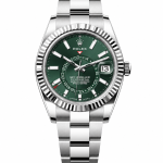 ساعت مچی رولکس اسکای‌دویلر | Rolex Sky-Dweller | نقره‌ای صفحه سبز رپلیکا ایتالیا
