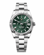 ساعت مچی رولکس اسکای‌دویلر | Rolex Sky-Dweller | نقره‌ای صفحه سبز مستر کوالیتی
