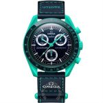 ساعت مچی امگا سواچ میشن آن ارث پولار لایتس | Omega x Swatch Mission on Earth Polar Lights | فیروزه‌ای صفحه سرمه‌ای مستر کوالیتی