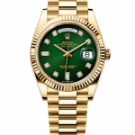 ساعت مچی رولکس دی‌دیت | Rolex Day-Date | طلایی صفحه سبز هایلایت مشکی کوارتز